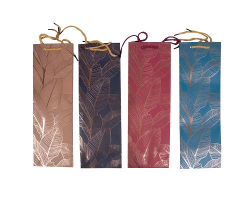 Lahjapussi LEAF-pullolle, 12x8x36cm, sekoitus