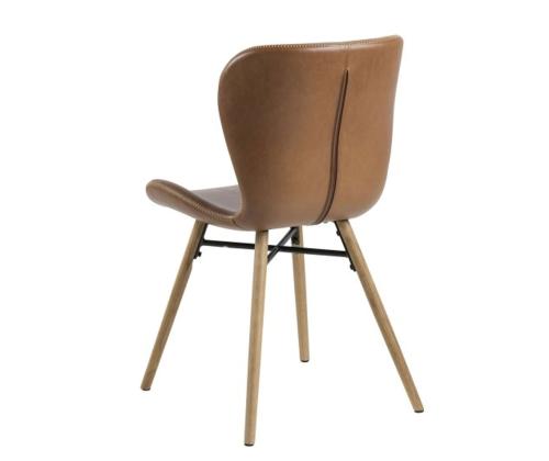 BATILDA tuoli 47x56xH82,5cm, istuin/selkänoja: synteettinen nahka, väri: brandy, jalat: tammi, musta metalli