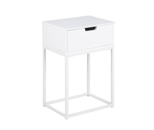 Yöpöytä MITRA 40x30xH61,5cm, valkoinen/metalli