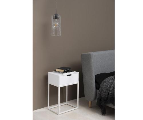 Yöpöytä MITRA 40x30xH61,5cm, valkoinen/metalli