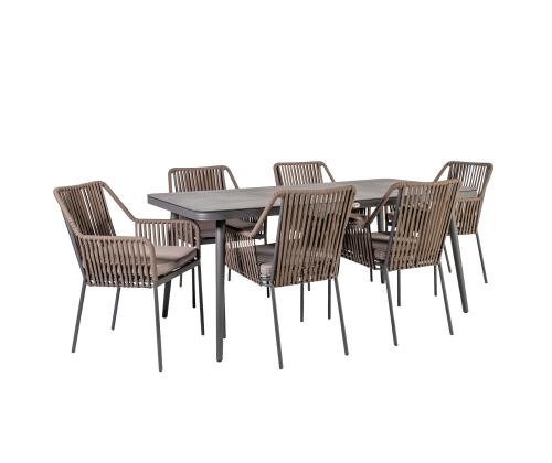 Puutarhakalusteet ANDROS pöytä ja 6 tuolia