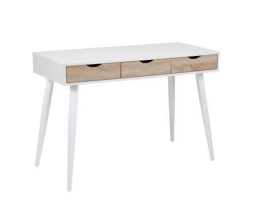 Työpöytä NEPTUN 110x50xH77cm, valkoinen/tammi, melamiinilevy, metalli