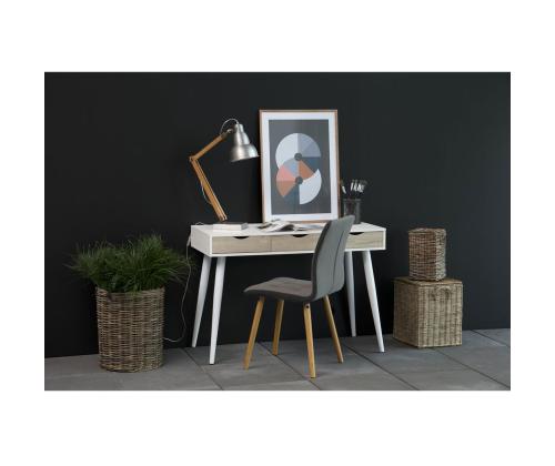 Työpöytä NEPTUN 110x50xH77cm, valkoinen/tammi, melamiinilevy, metalli