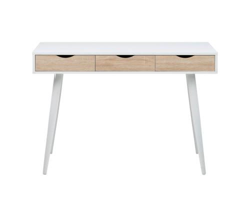 Työpöytä NEPTUN 110x50xH77cm, valkoinen/tammi, melamiinilevy, metalli