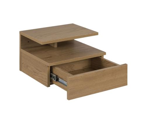 Yöpöytä ASHLAN 35x32xH22,5cm, hyllyllä ja laatikolla, seinäasennus, materiaali: puu, väri: tammi