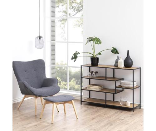 Hylly SEAFORD 114x35xH78cm, tammi, huonekalulevy, metalli