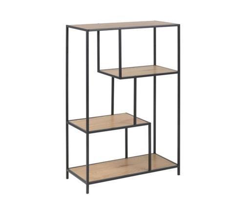 Hylly SEAFORD 77x35xH114cm, tammi, huonekalulevy, metalli