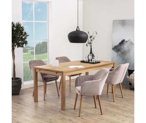 Tuoli EMILIA 57x59xH83cm, istuin ja selkänoja: kangas, väri: vanaroosi, jalat: tammi, viimeistely: öljytty