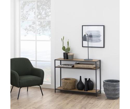 Sivupöytä SEAFORD, 100x35xH79cm, pöytälevy: huonekalulevy laminoidulla pinnoitteella, väri: tammi, runko: metalli, väri: musta