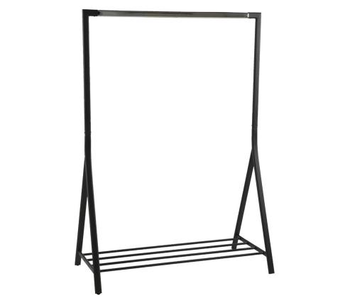 Vaatetanko BRENT 117x59xH165cm, kenkähyllyllä, metallia, musta/kromi