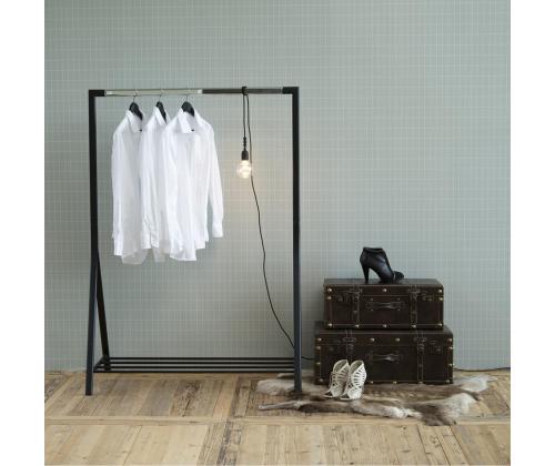 Vaatetanko BRENT 117x59xH165cm, kenkähyllyllä, metallia, musta/kromi