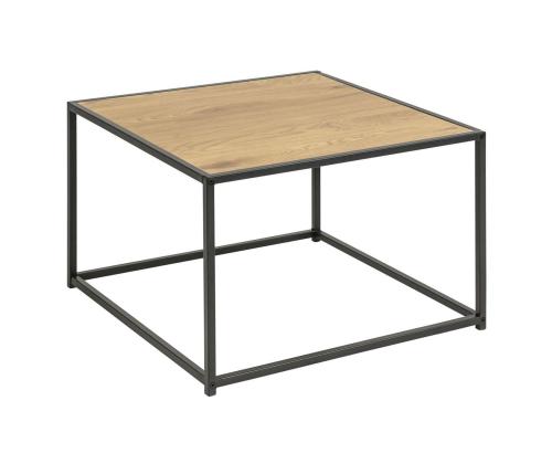 Sohvapöytä SEAFORD, 60x60xH40cm, kalustelevy laminoidulla kannella, väri: tammi, runko: musta metalli