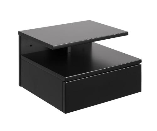 Yöpöytäkaappi ASHLAN 35x32xH22,5cm, hyllyllä ja laatikolla, seinäasennus, materiaali: puu, väri: musta, viimeistely: lakattu