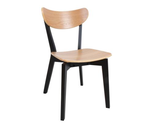 Ruokasetti ROXBY pyöreä pöytä D105xH76cm, 4 tuolia (AC85660), tammi/musta