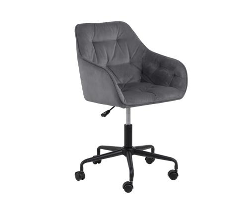 Työtuoli BROOKE 59x59xH89cm, tummanharmaa sametti, 100% polyesteri, jalka: musta metalli