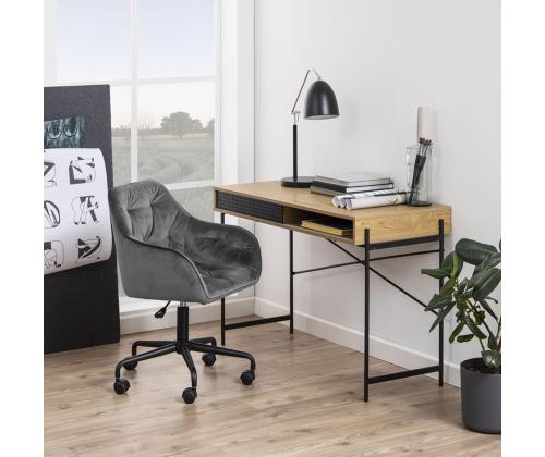 Työtuoli BROOKE 59x59xH89cm, tummanharmaa sametti, 100% polyesteri, jalka: musta metalli