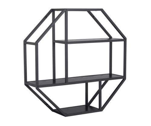Seinähylly SEAFORD 77x22xH77cm, kahdeksankulmio, 3 hyllyä, musta