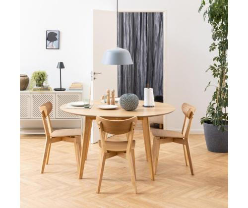 Ruokailusetti ROXBY pyöreä pöytä D105xH76cm, 4 tuolia (AC91520 ), tammea