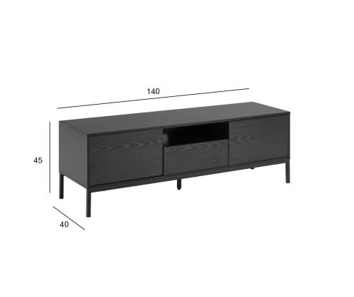 TV-pöytä SEAFORD, 140x40xH45cm, 1 laatikko, musta