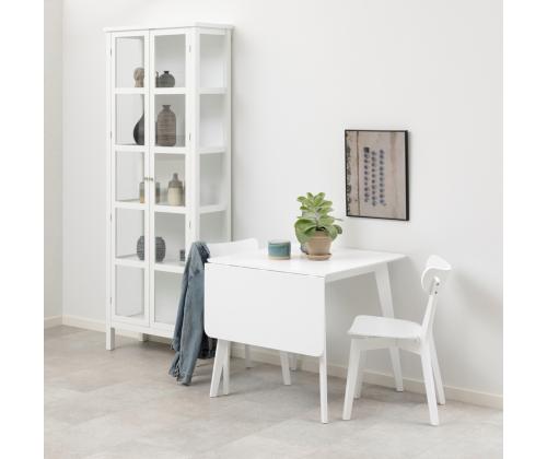 Ruokapöytä ROXBY, 80/120x80xH76cm, valkoinen, jatkettava, pöytälevy: valkoiseksi maalattu MDF, jalat: kumipuuta