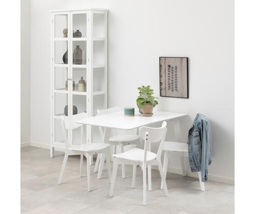Ruokapöytä ROXBY, 80/120x80xH76cm, valkoinen, jatkettava, pöytälevy: valkoiseksi maalattu MDF, jalat: kumipuuta