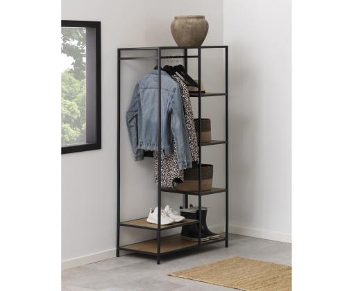 Eteinen SEAFORD, 77x45xH165cm, 5 hyllyä, villi tammi/musta metalli