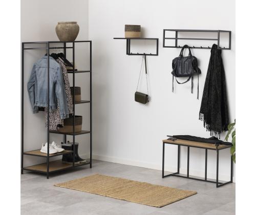 Eteinen SEAFORD, 77x45xH165cm, 5 hyllyä, villi tammi/musta metalli