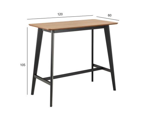 Baaripöytä ROXBY 120x60xH105cm, luonnollinen/musta