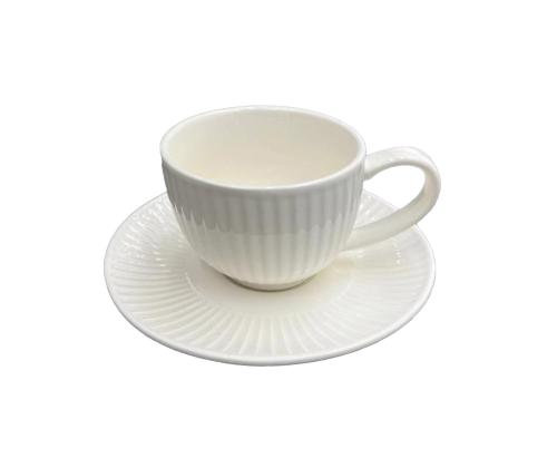 Kuppi/lautanen ARDEN 220ml, valkoinen keraaminen