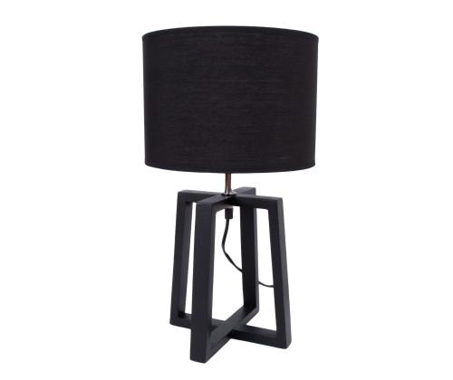 Pöytävalaisin WOODEN H44,5cm, kupu: tummanharmaa, jalusta: tummanharmaa puu