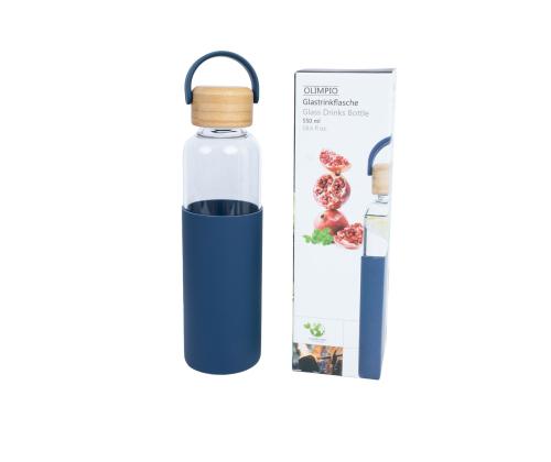 Juomapullo GLASS H22,5cm 550ml, lasia, bambukorkki