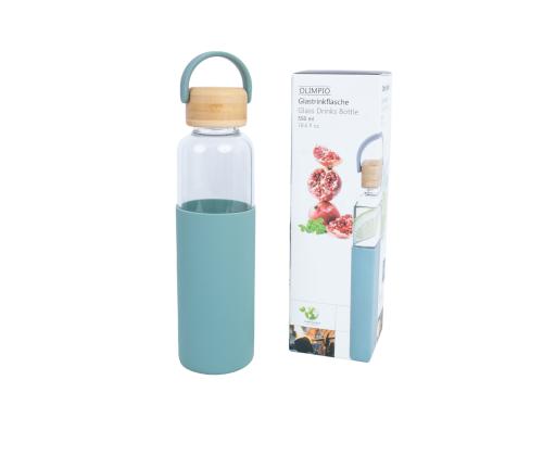 Juomapullo GLASS H22,5cm 550ml, lasia, bambukorkki