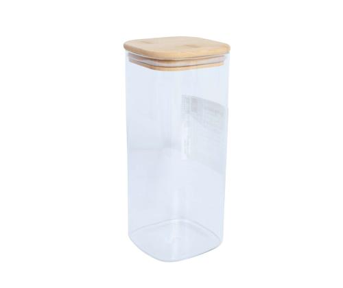 Purkki JAR 10x10xH23cm 1900ml bambukannella, lasia