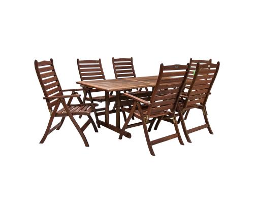 Puutarhakalusteet VENICE pöytä ja 6 tuolia (07090), 180x90xH74cm, puu: meranti, viimeistely: öljytty