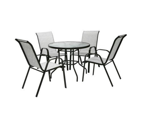 Puutarhakalusteet DUBLIN pöytä, 4 tuolia, hopeanharmaa