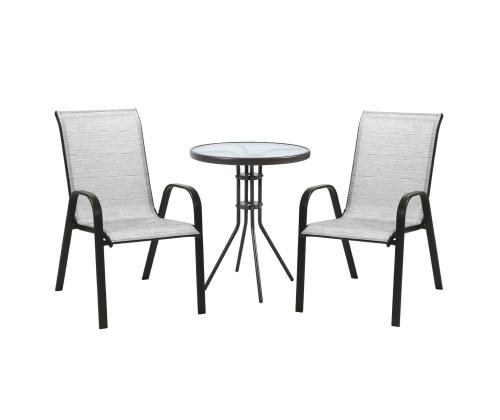 Puutarhakalusteet DUBLIN pöytä, 2 tuolia, hopeanharmaa