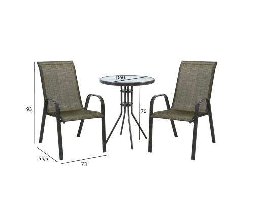 Puutarhakalusteet DUBLIN pöytä, 2 tuolia, kullanruskea