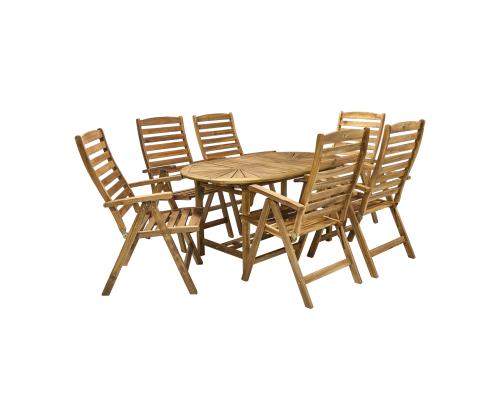 Puutarhakalusteet setti FINLAY pöytä ja 6 tuolia käsinojilla