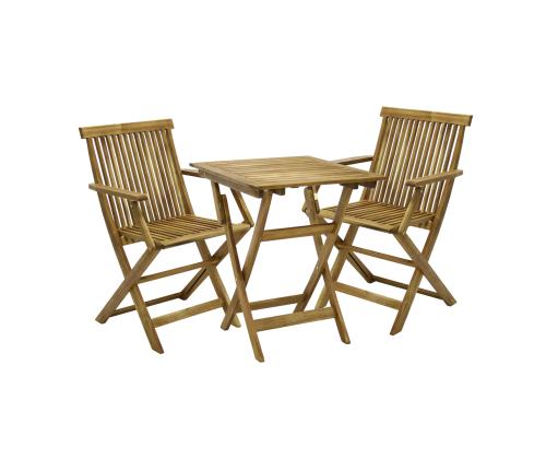 Parvekesarja FINLAY-pöytä ja 2 käsinojilla varustettua tuolia