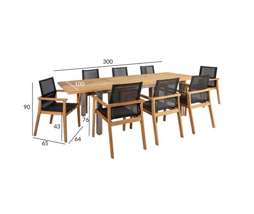 Ruokapöydän sarja NAUTICA ja 8 tuolia
