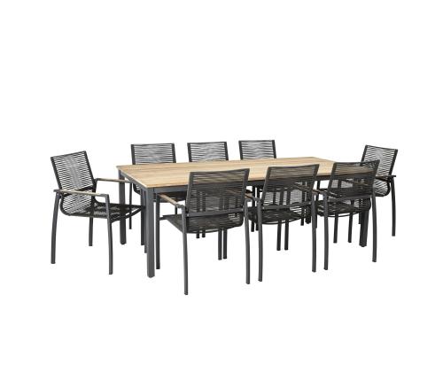 MONTANA ruokapöytä ja 8 tuolia