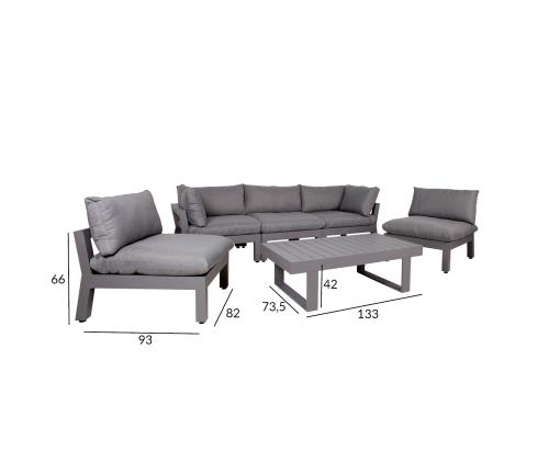 Puutarhakalusteet FLUFFY modulaarinen sohva ja pöytä, harmaa
