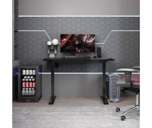 Työpöytä ERGO 1 moottorilla 140x80xH71-121cm, musta/musta, melamiinilevy