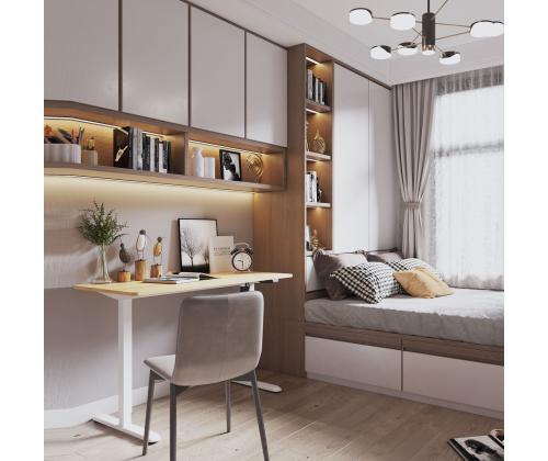 Pöytä ERGO LIGHT 1 moottorilla 120x60cm, valkoinen/tammi