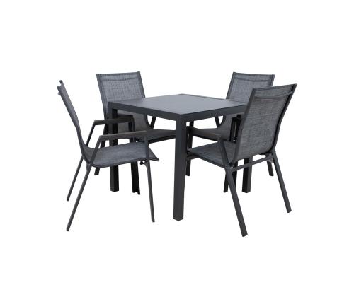 Puutarhakalusteet setti DELGADO pöytä ja 4 tuolia, harmaa