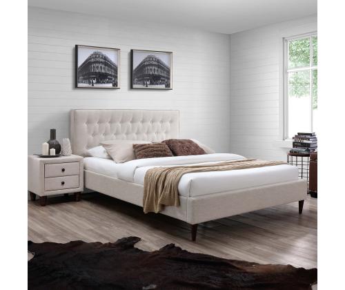Sänky EMILIA 180x200cm, patja HARMONY TOP, beige, 186,5x219xH105cm, MDF, puu, polyesterikangas