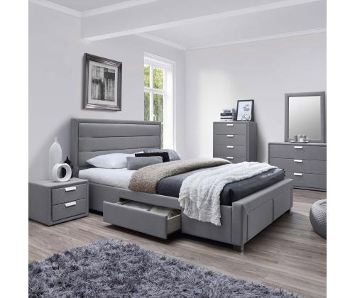 Sänky CAREN 160x200cm, patjalla HARMONY TOP, harmaa, 165x220,5xH110cm, MDF, polyesterikangas