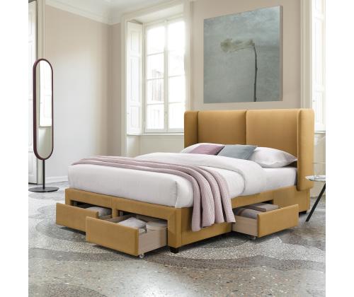 Sänky SUGI patjalla HARMONY TOP 160x200cm, keltainen