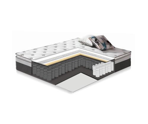 Sänky GLOSSY 160x200cm, patjalla HARMONY TOP, harmaa