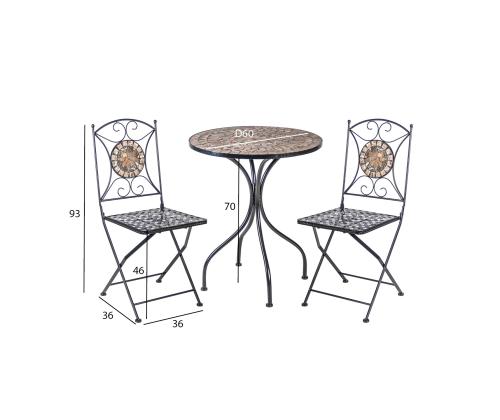 Parvekesetti MOSAIC pöytä ja 2 tuolia